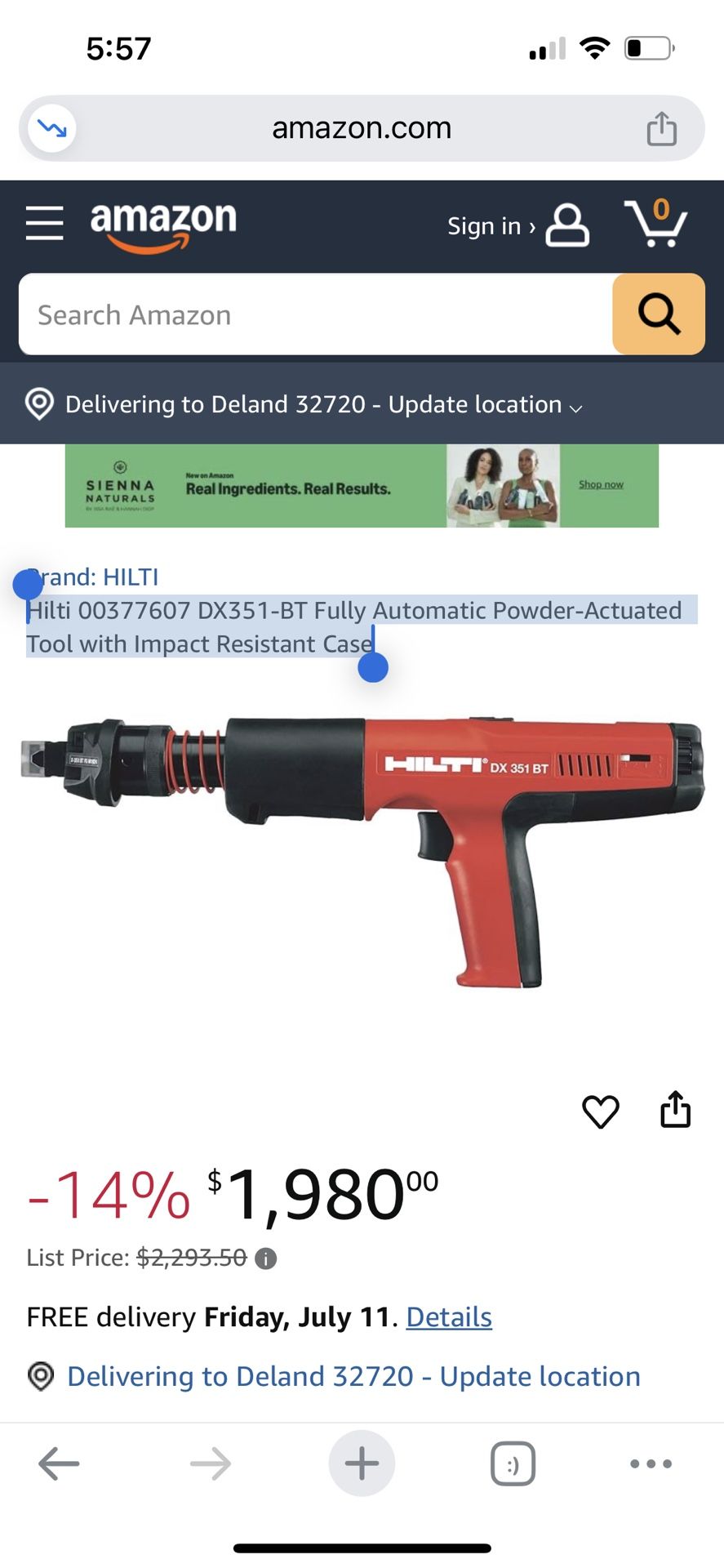 Hilti 00377607 DX351-BT Fully Automatic Powder-Actuated Tool with Impact Resistant Case
