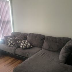 L Shape Couch & Glass Table