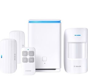 X-Sense Home Security System, 1 1/4 Mile Wireless Range with LoRa Tech, 5-Piece Wireless Alarm Kit, Works with Alexa, No Contract, Include Motion Sens