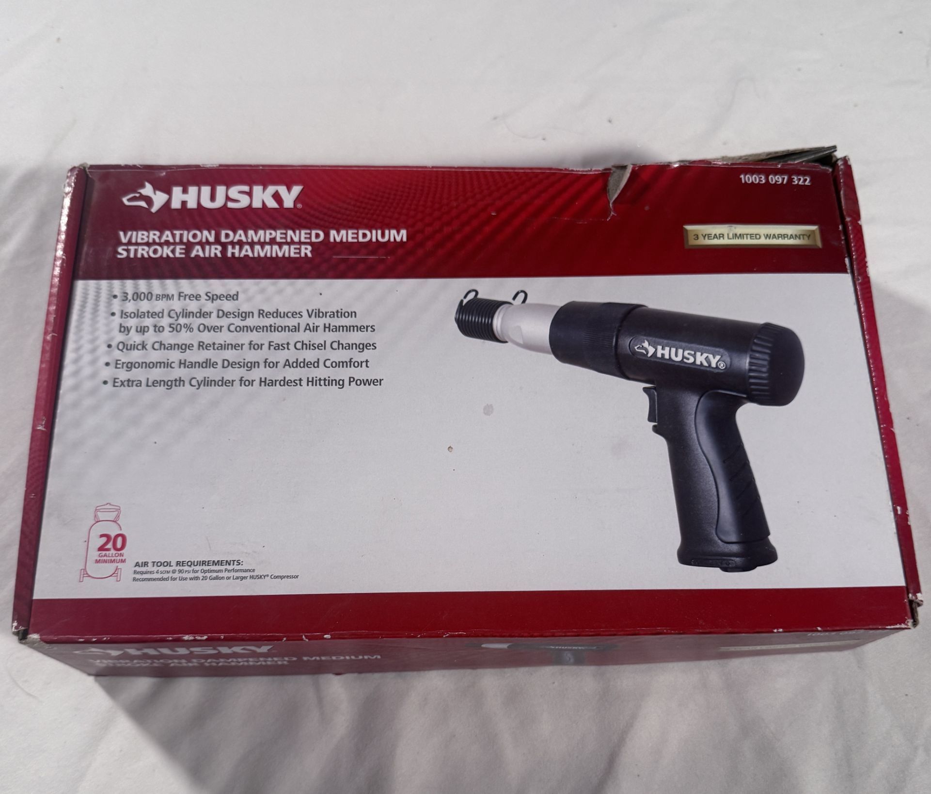 🔥 Husky Vibration-Dampened Medium Stroke Air Hammer – With Chisels 💥