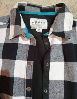 ORVIS BRAND BLACK & WHITE CHECKED SHIRT/JACKET