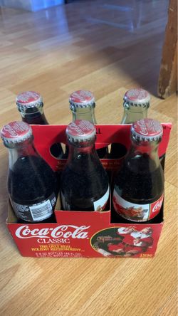 Collector 1996 coca-cola classic 6 pack bottles glass Christmas original formula antique vintage rare Santa holiday