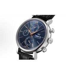 IWC Pato Fino Series Automatic Mechanical Movement Date Men's Watch Swiss Watch 42mm Blue Dial Stainless Steel Case Crocodile Leather Strap(464)92