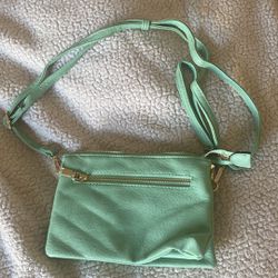 Turquoise Zip Clutch With Strap