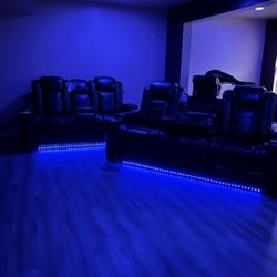 Party Time Black Power Reclining Sofa And Loveseat Home Cinema Theater Seating 