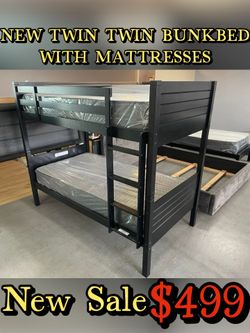 NEW TWIN TWIN BUNKBED WITH MATTRESSES