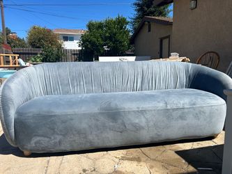 Gray Velvet Channel Back Sofa