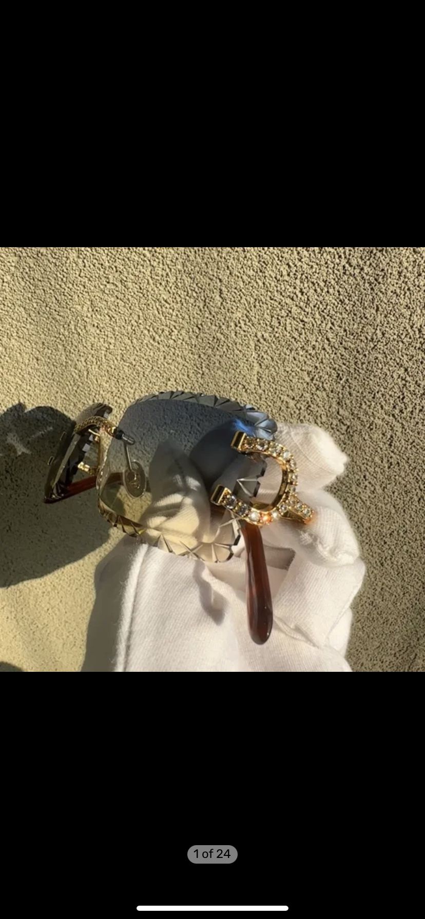 Cartier Rhinestone Sunglasses Gold Lake Blue Yellow