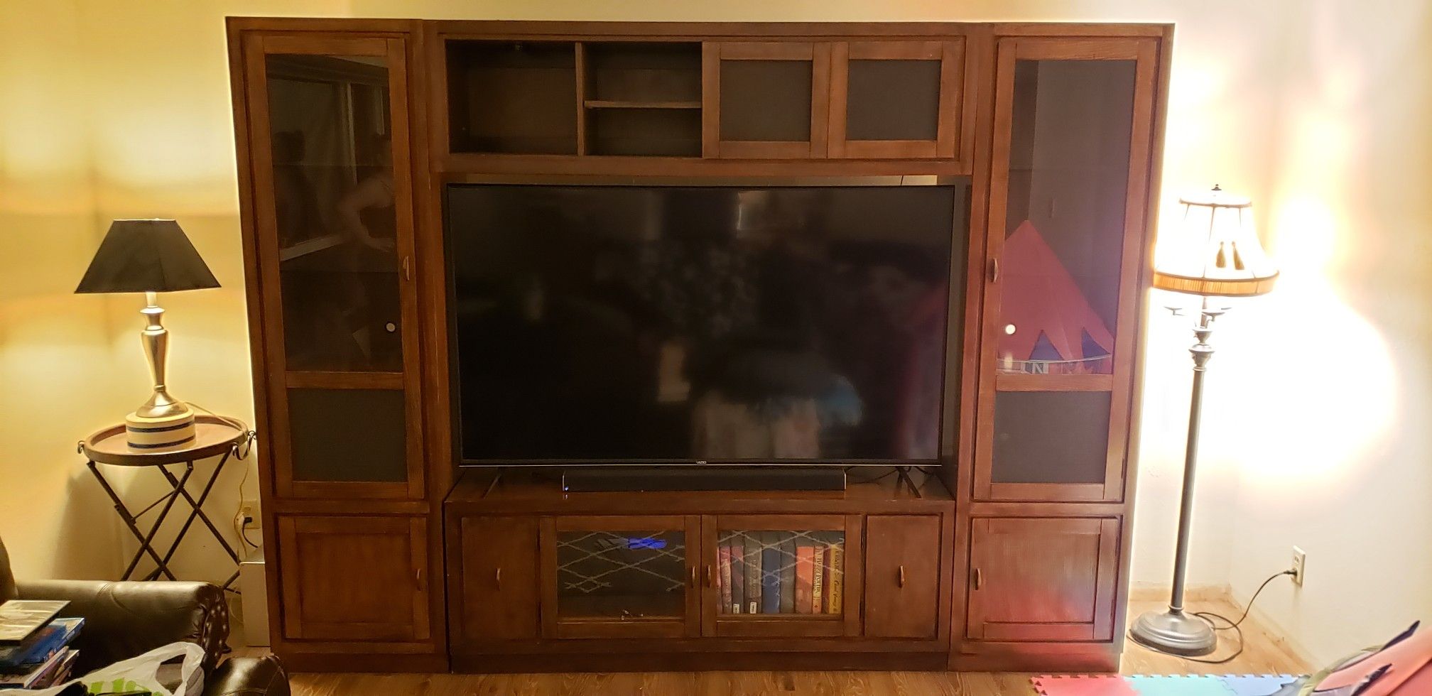 BEAUTIFUL ENTERTAINMENT CENTER (solid wood, up to 70" tv)
