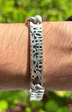 Jewelry .925 sterling silver cuban bracelet nameplate Mohamed 9.00” 5.50mm 95.9g