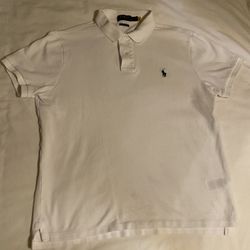 Ralph Lauren White Polo Shirt Large Mens Custom Slim Fit 