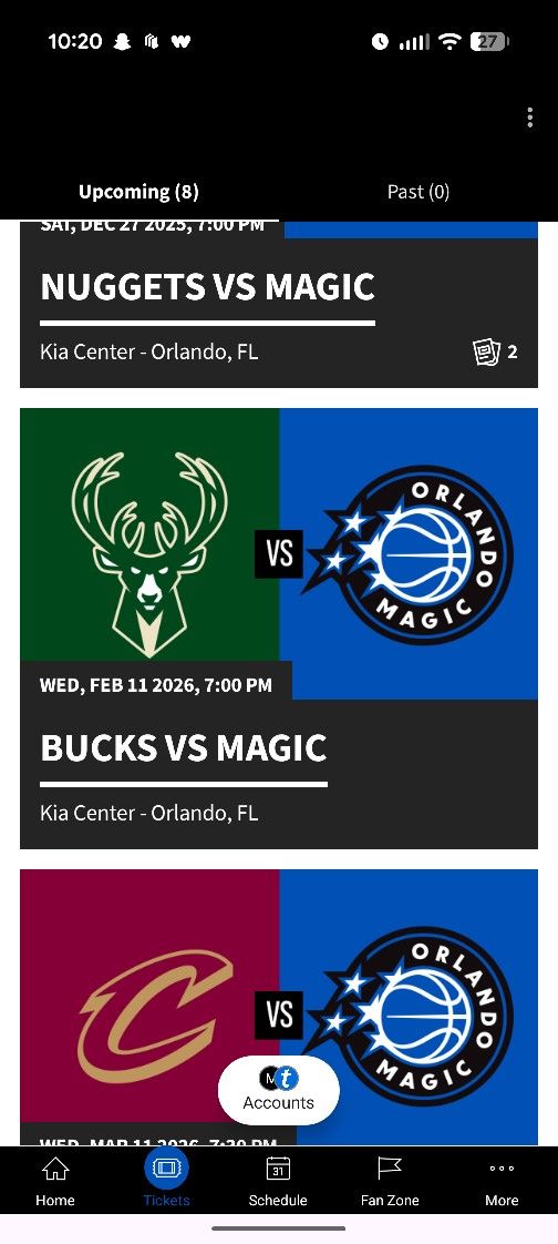 Orlando Magic v Milwaukee Bucks (2 Ticket Package)