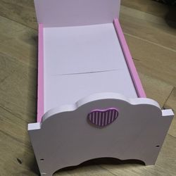 Pink Wood Bed For Big Dolls (Fit American Girl Dolls)