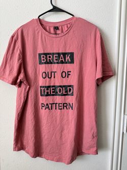 SHEIN Mens XL Pink Dusty Rose Graphic T Shirt Break Out Of The Old Pattern