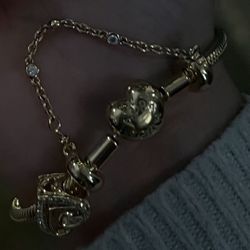 Gold plated Pandora Bracelet with Safety Chain