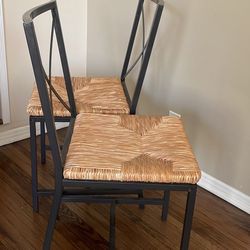 IKEA Metal & Straw Chairs Set Of (2)