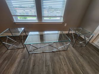 Glass coffee table & end tables