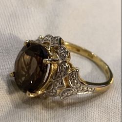 Smoky Quartz Ring. Size 8. New. Beautiful Ring. Base Metal Is 925 Silver. Matching Pendant On My Page 