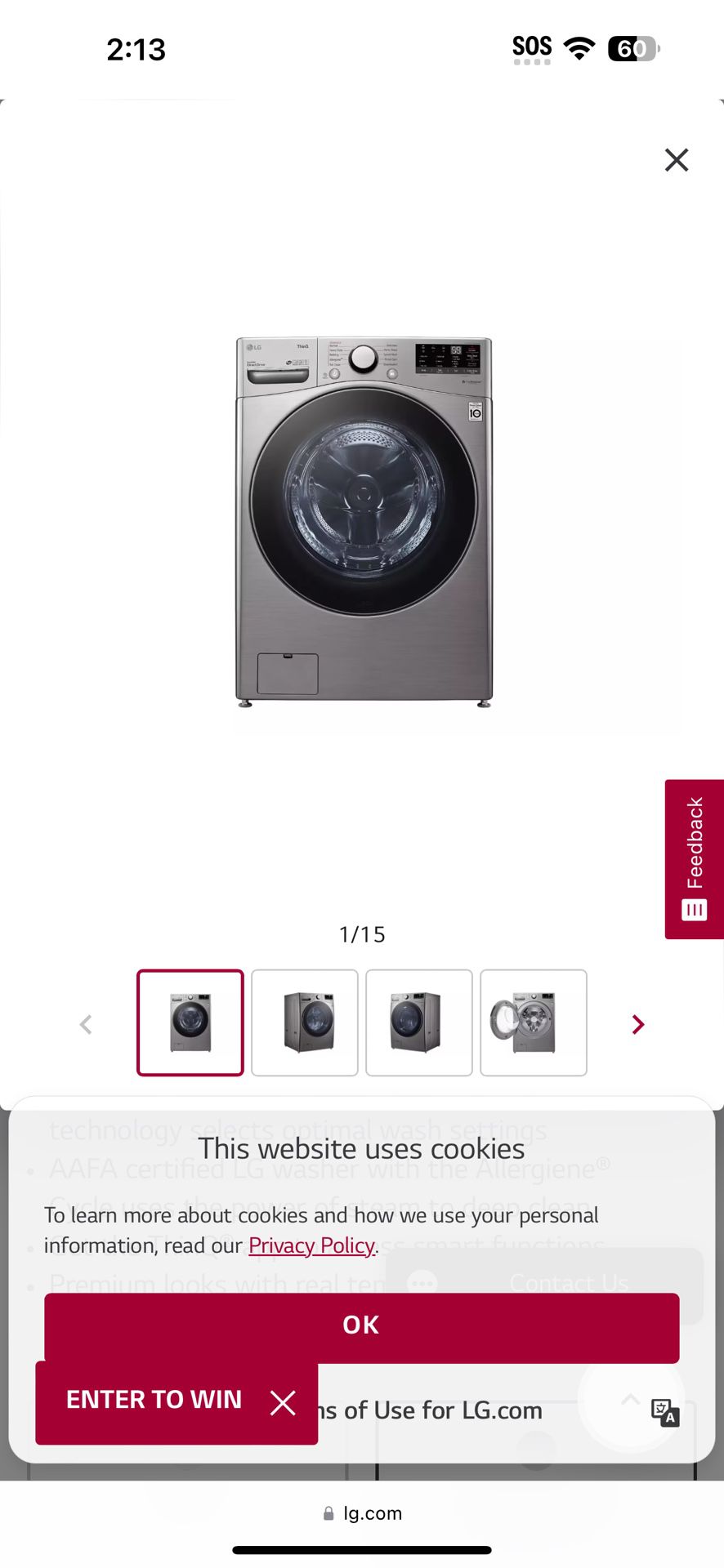 LG Ultra large capacity Front Load Washer 