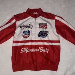 Brand New Members Only Men's Race Team Windbreaker Jacket - Red/White - Size Large New.