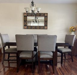 Wood Formal Dining Table and 6 Chairs