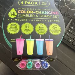 TAL 4pk color Changing Tumbler With Straw for Sale in Beaumont