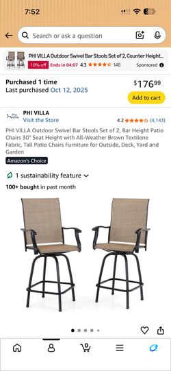 Outdoor Swivel Bar Stools Set of 2