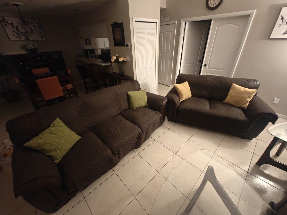Leather Brown Sofa Set