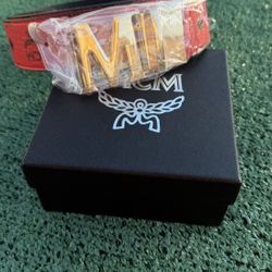 Red Designer Belt Gold Buckle 35-37 (Box included)