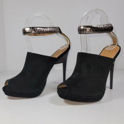 L.A.M.B. APOLLO BLACK SUEDE 5" HEEL SHOES SIZE: 7.5