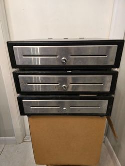 3 Black APG Cash Register boxes For POS Includes Cash Trays