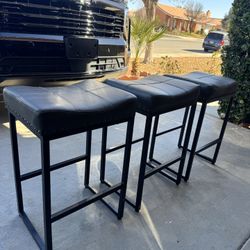 Set Of 3, 24” Backless Counter Height Stools