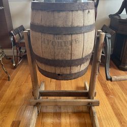 Antique Favorite Barrel Butter Churn Blakeman & Dobson Wooden Hand Crank RARE