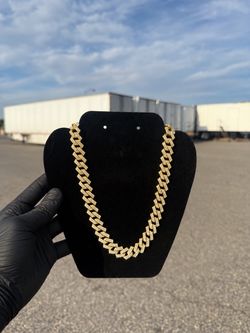 12MM Gold-Plated Moissanite Cuban Link Chain