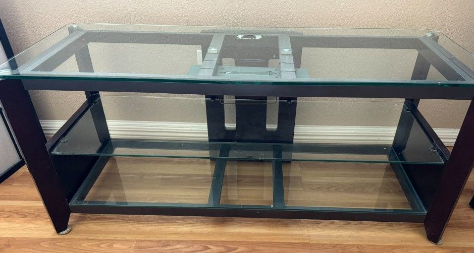 CLEAN - TV Console Table with Tempered Glass Top-pickup at Alamo Ranch HEAVY