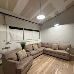 2 Piece Tan Sectional with Chair
