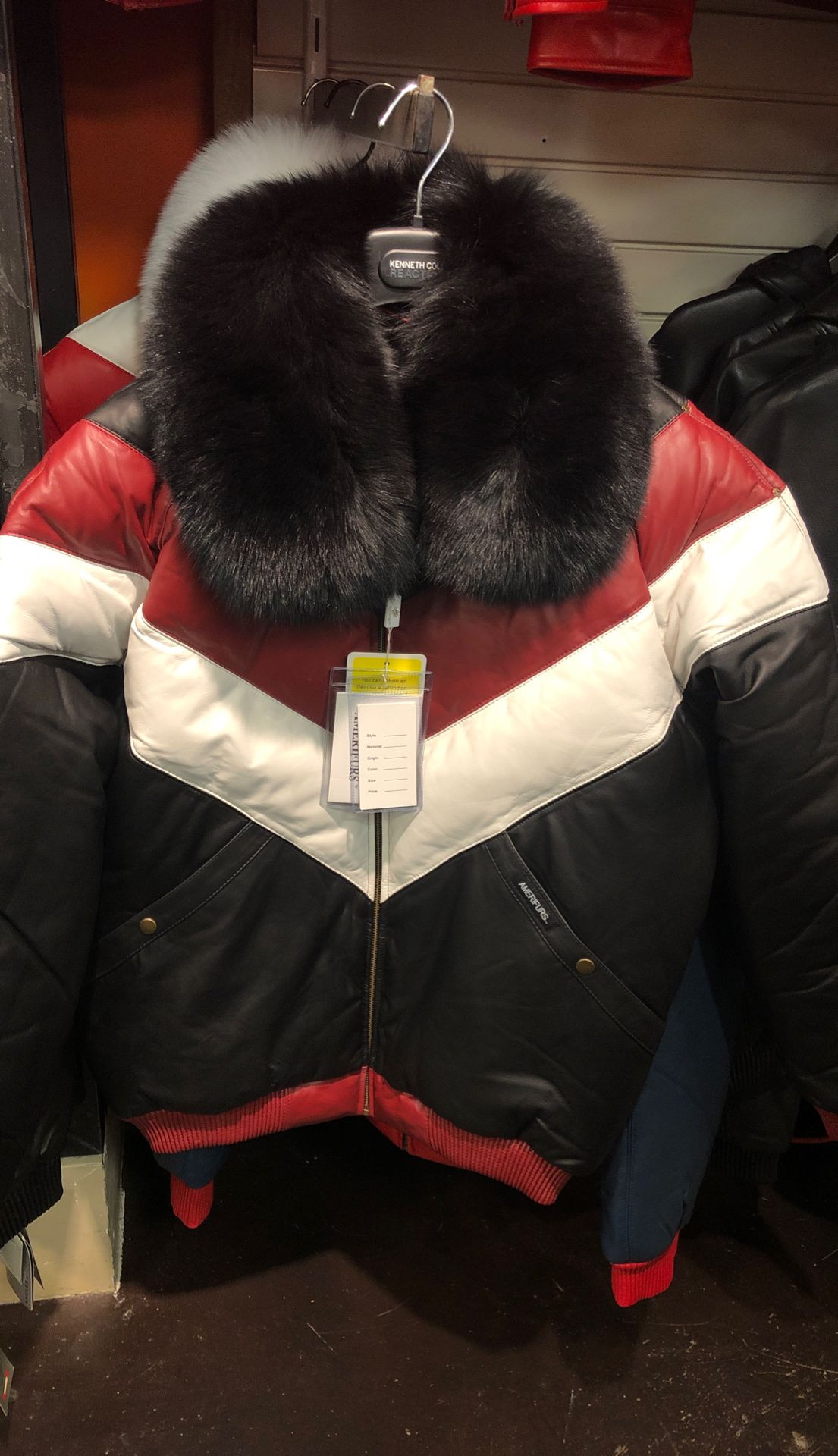 Fox fur leather V bombers