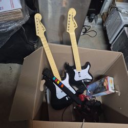 Rock Band Guitars And Drum Set