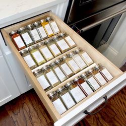Clear Acrylic Spice Drawer Organizer, 4 Tier Seasoning Jars Drawers Insert, Kitchen Spice Rac