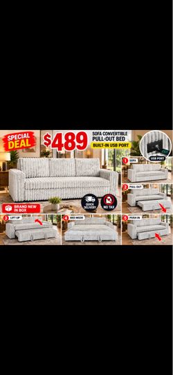 Sofa Convertible To Bed With USB Port