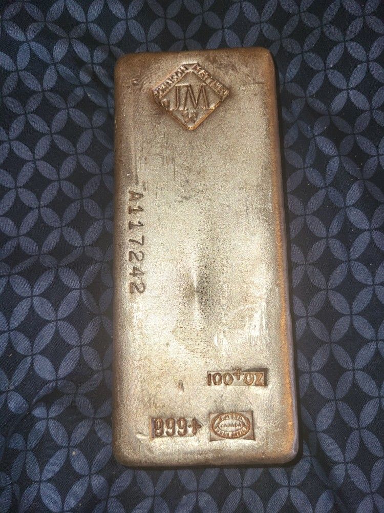 Rare Johnson Matthey 100 Oz Silver Bar