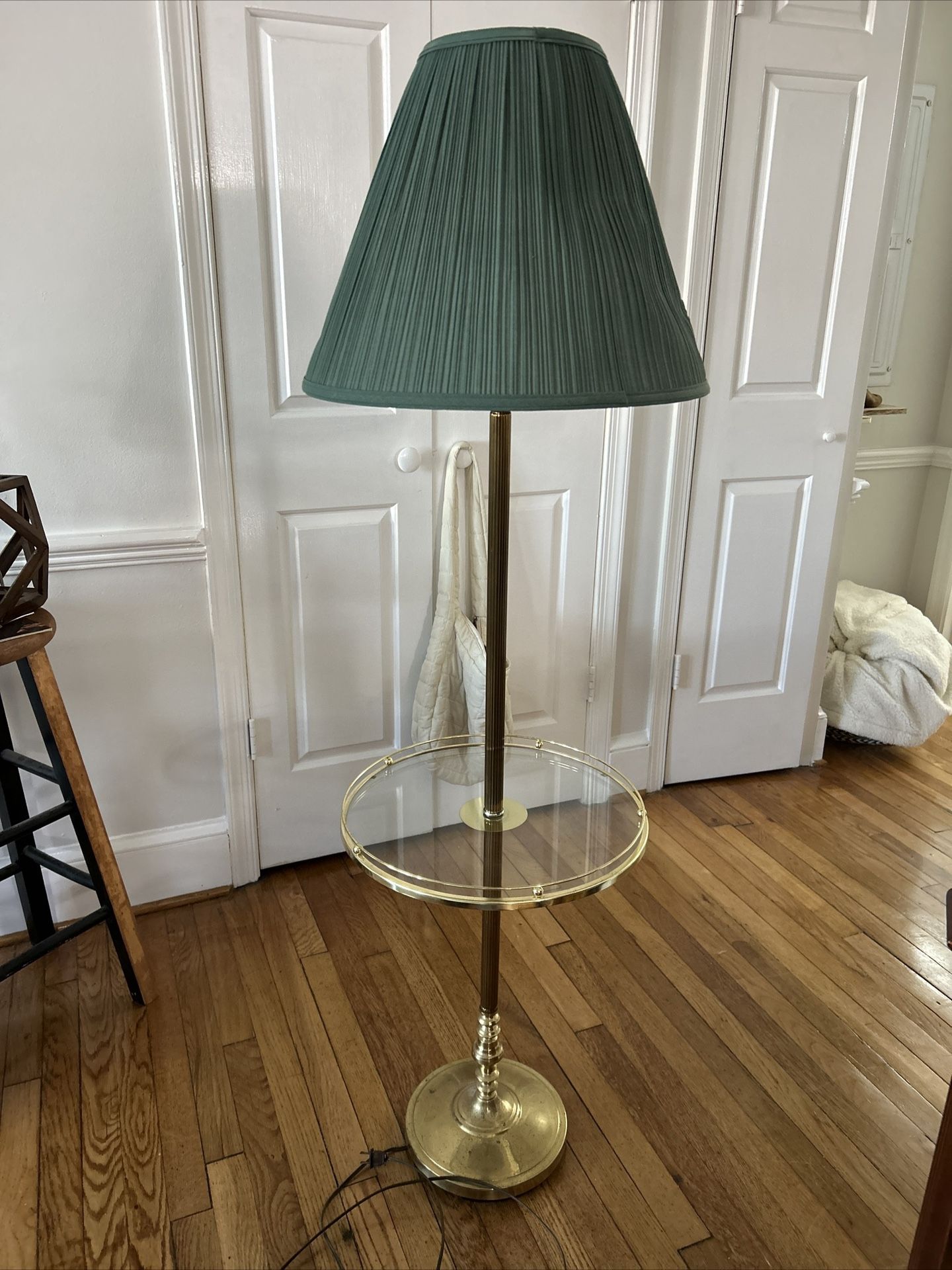 Mid-Century Modern Brass and Glass Table Floor Lamp