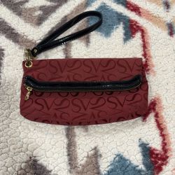 Simply Vera Wang Magnetic Fold-Over Wristlet/Wallet Clutch Deep Red Wine Color. 
