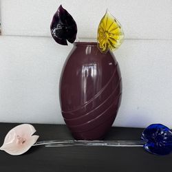 Arte Murano Hand Blown Long Stem Flower -4
