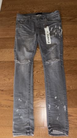 Grey paint splatter purple jeans size 30