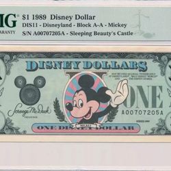 UNITED STATES banknote 1 Dollar 1989 Disney PMG MS 64 