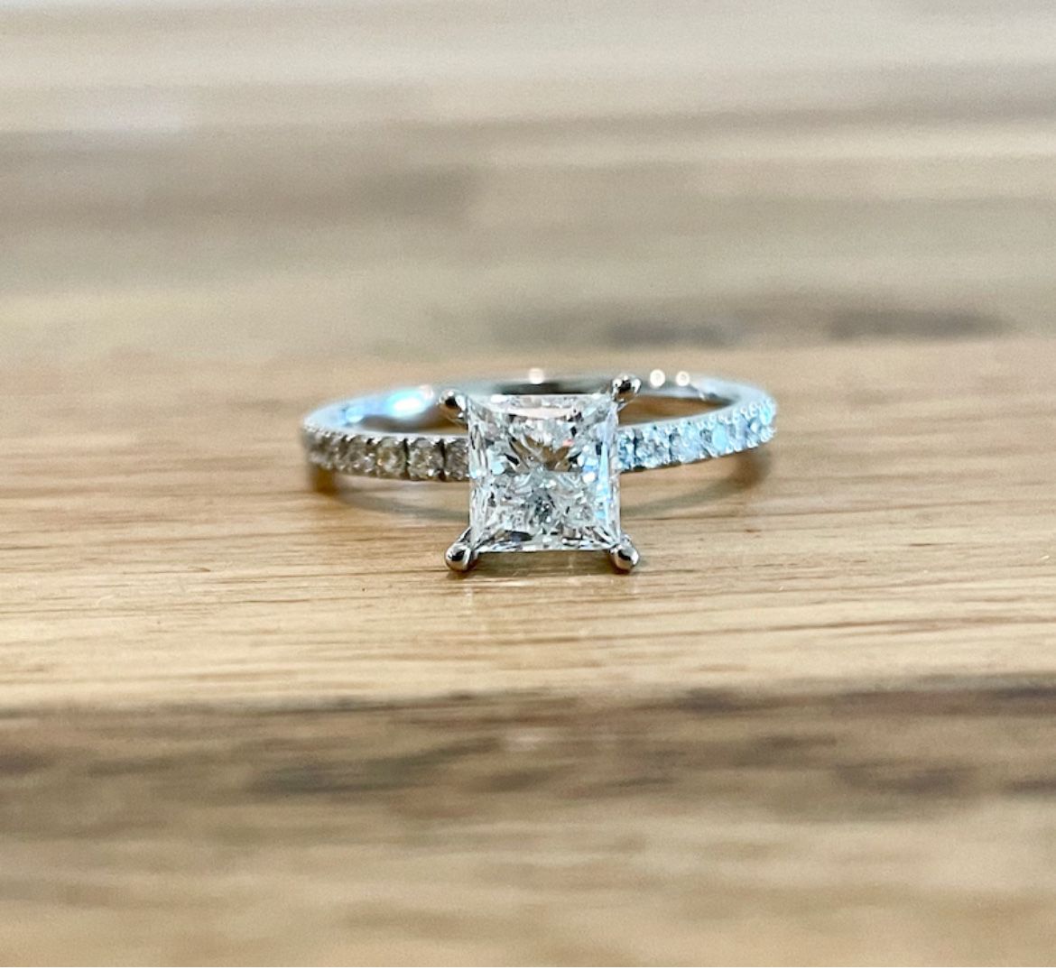 Natural Diamonds Princes Cut Engagement Ring 