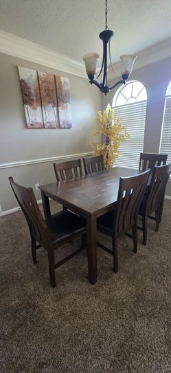 Wooden dinning table set with wooden cabinet