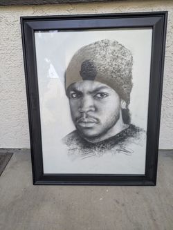 Paul Daniels Original Signed Ice Cube Charcoal Drawing – Framed 18" x 24"