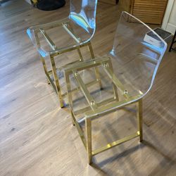 2 x bar stools/ chairs w/ gold legs